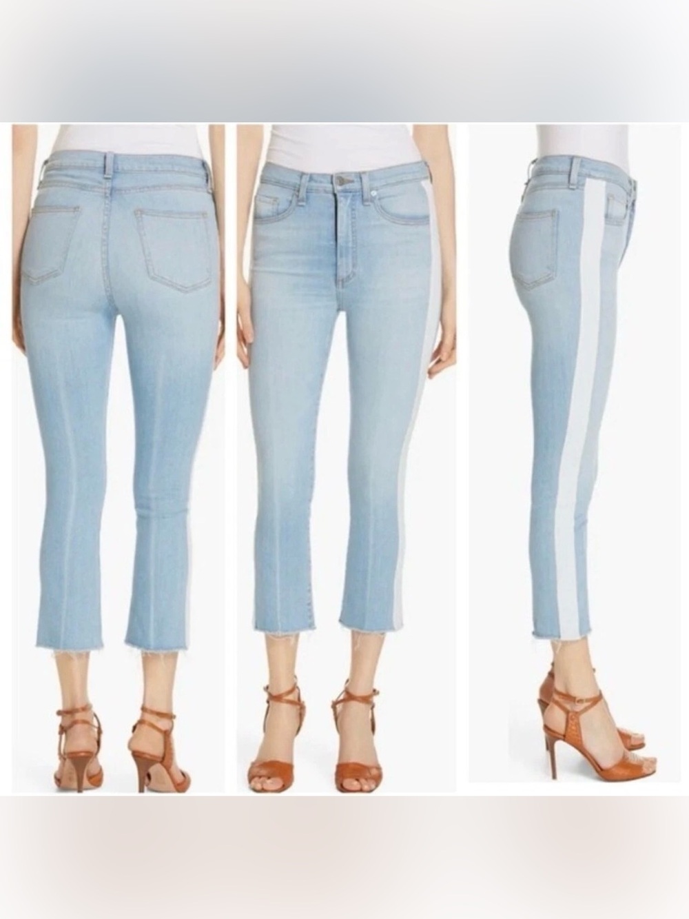 Veronica Beard Carly‎ Kick Flare High Rise Jeans with Tuxedo Stripe Size 25